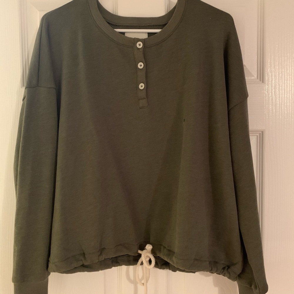 Army Green tie front long sleeve